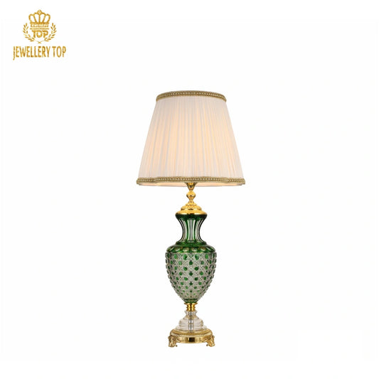 24PBO Leaded-Glass Decorative Light with Linear Brass Base