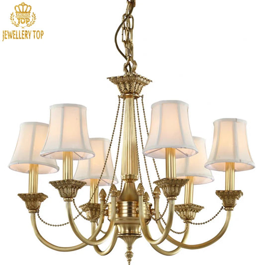 America country-style brass pendant light with intricate bead accents
