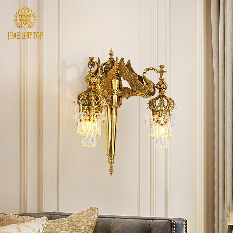 French Brass Swan Wall Light