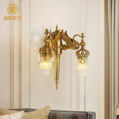 French Brass Swan Wall Light