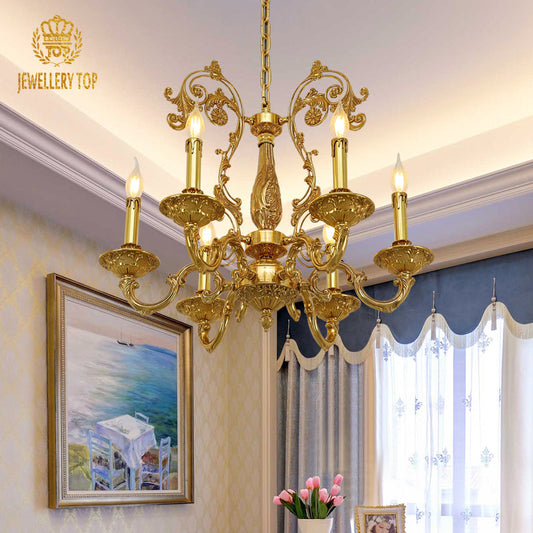 hand carving brass candle chandelier