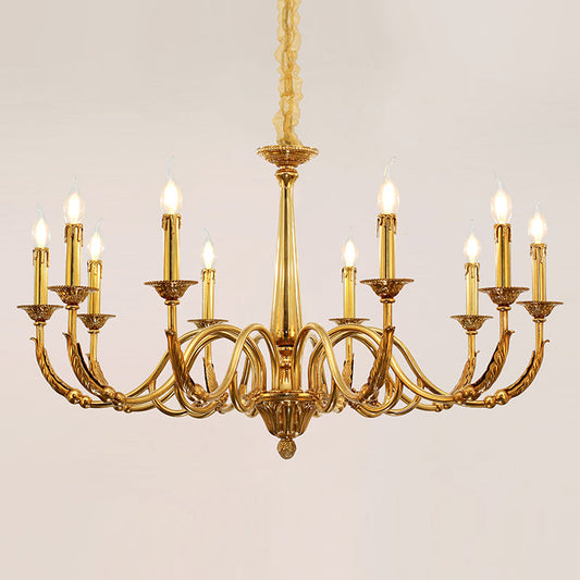 Elegant metalwork on the classical chandelier’s framework
