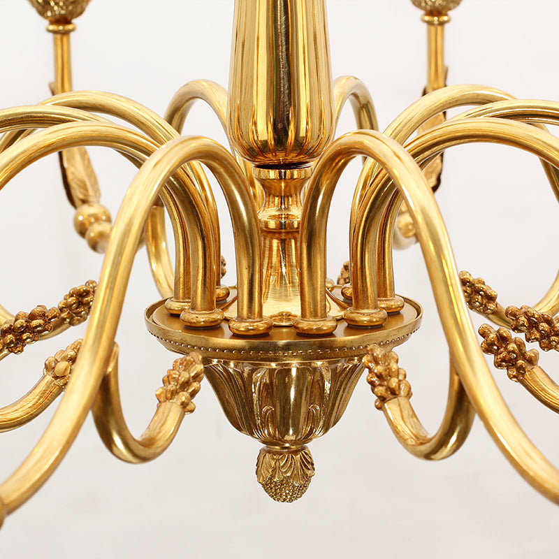 Detailed brass arms of the American style chandelier
