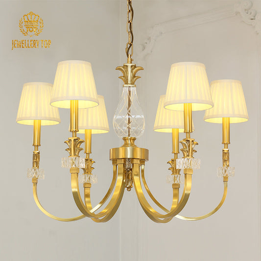 Front view of the Auric Halo gold chandelier