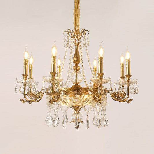 Front view of Aurora Antiqua Vintage Brass Chandelier