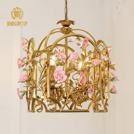 Front view of Baroque Bloom Rococo Pendant Lamp