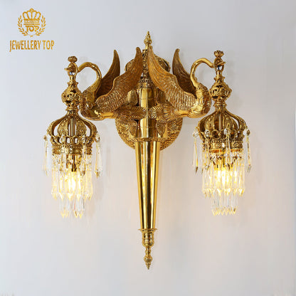 French Brass Swan Wall Light