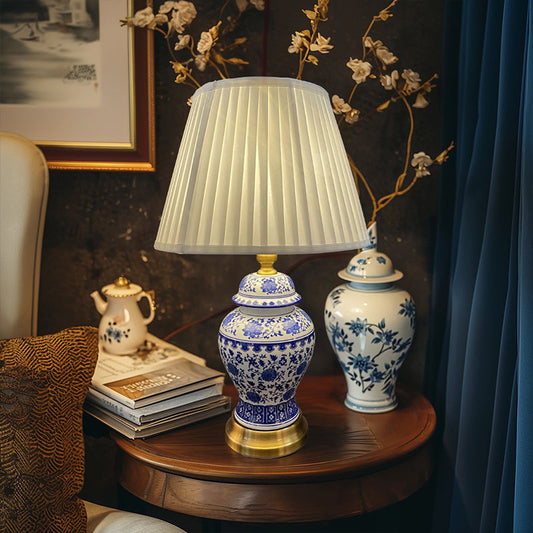 Blue And White Porcelain Table Lamp - Jewellery Top Lighting