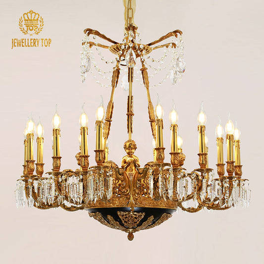 Brass Neoclassical Chandelier 2.95'/3.28' - Jewellery Top Lighting