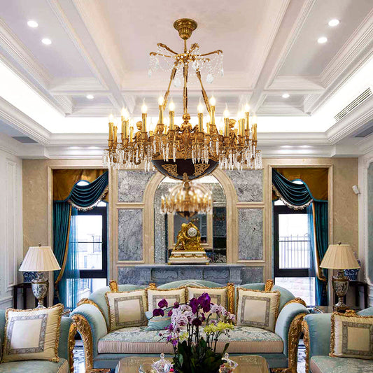Brass Neoclassical Chandelier 2.95'/3.28' - Jewellery Top Lighting