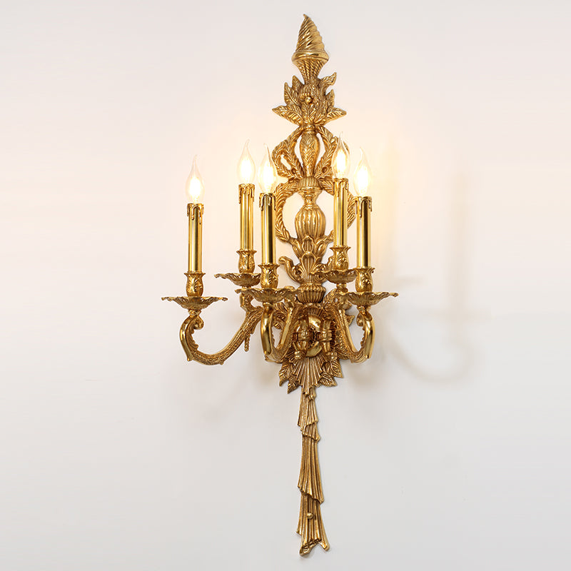 5 lights big size brass wall lamp