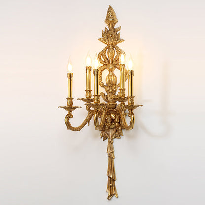 5 lights big size brass wall lamp