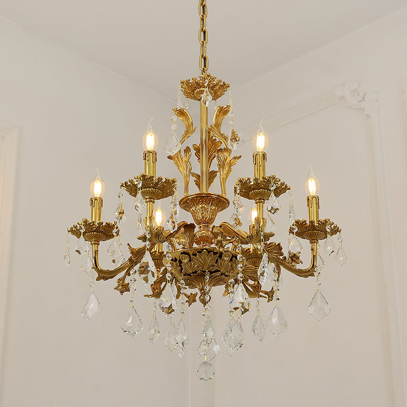 Neoclassical Brass Chandelier