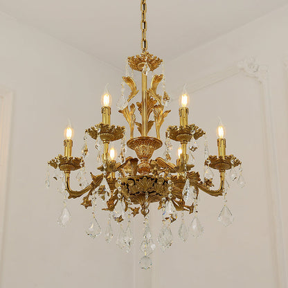 Neoclassical Brass Chandelier