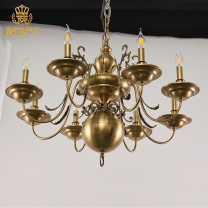 Hand-forged Georgian chandelier central sphere with botanical engravings