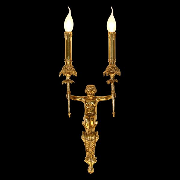 Cherub Flame Brass Wall Lights - Jewellery Top Lighting