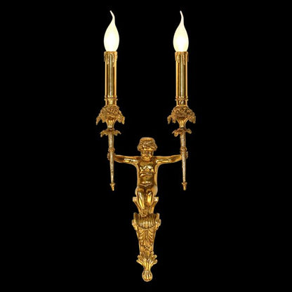 Cherub Flame Brass Wall Lights - Jewellery Top Lighting