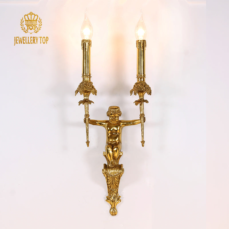 Cherub Flame Brass Wall Lights