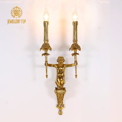 Cherub Flame Brass Wall Lights