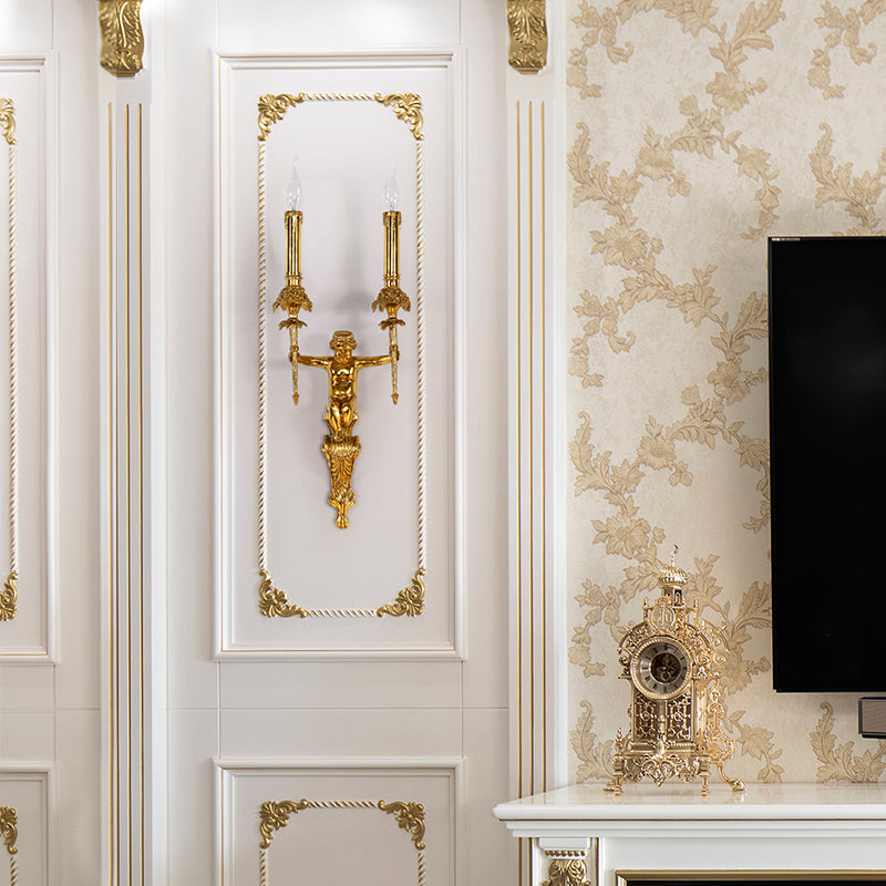 Cherub Flame Brass Wall Lights - Jewellery Top Lighting
