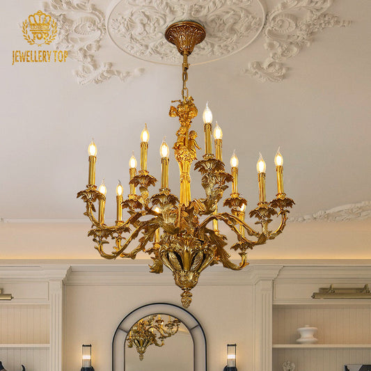 Classic French Brass Chandelier - Jewellery Top Lighting