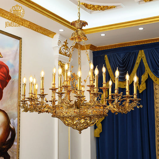 Classic French Brass Chandelier - Jewellery Top Lighting