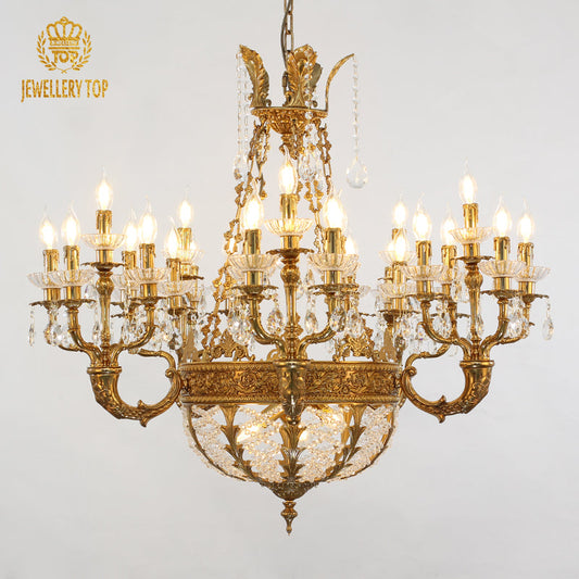 Classical Brass Antique Chandelier - Jewellery Top Lighting