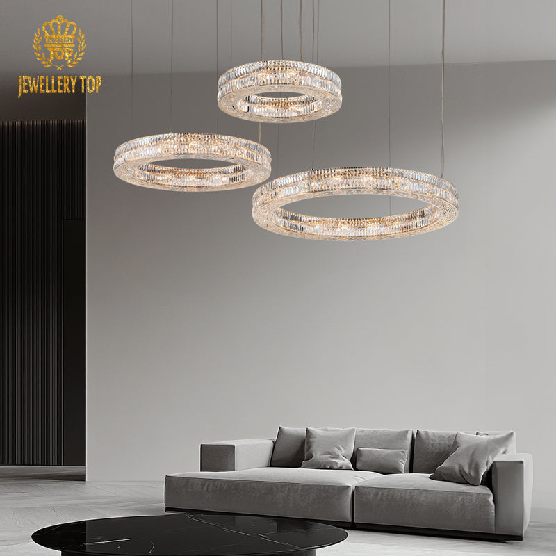 Lustre à anneau en cristal