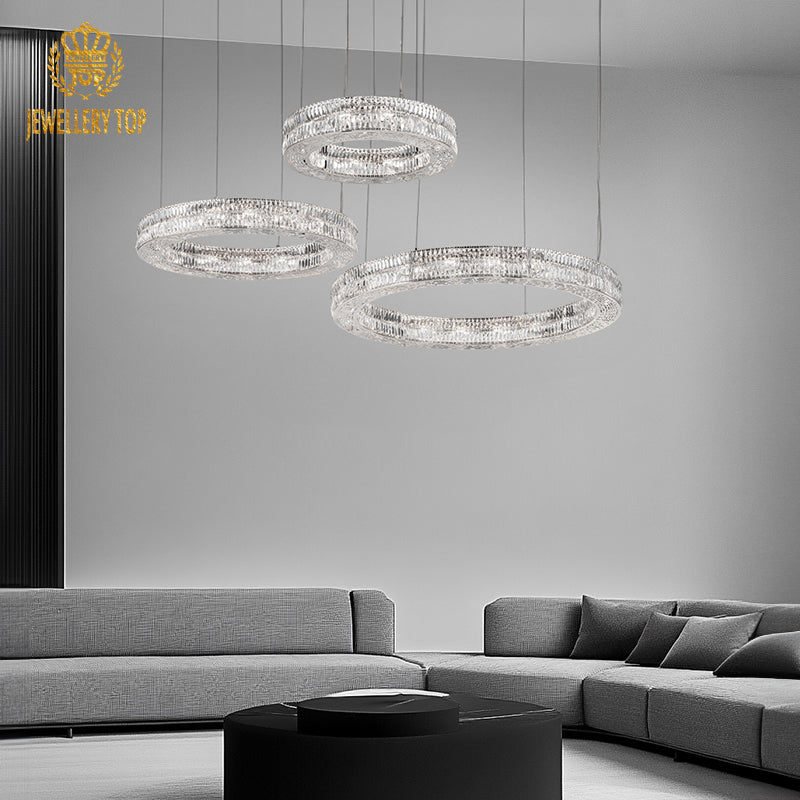 Lustre à anneau en cristal