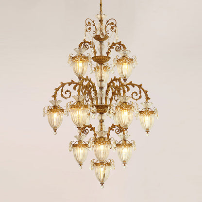 Tree Branch Glass Antique Brass Chandelier