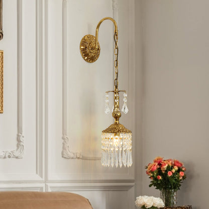 brass crystal decorative wall lamp