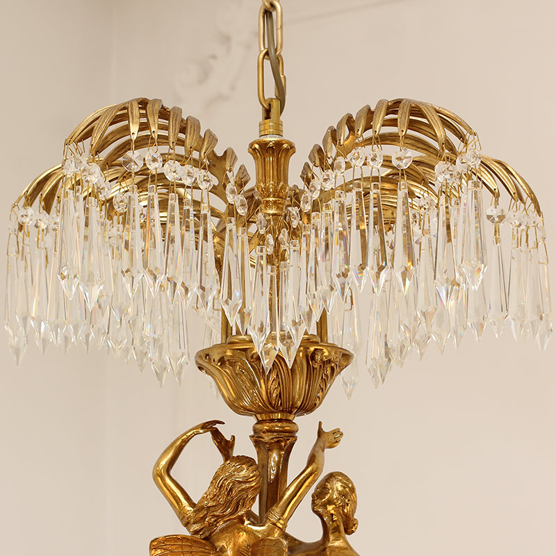 Palm Elf Brass Chandelier