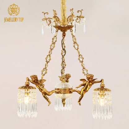 French Brass Cherub Chandelier