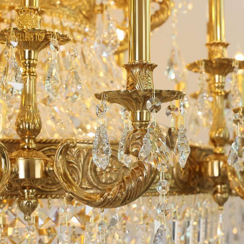 Honey-gold patina on botanical brasswork of vintage empire light fixture