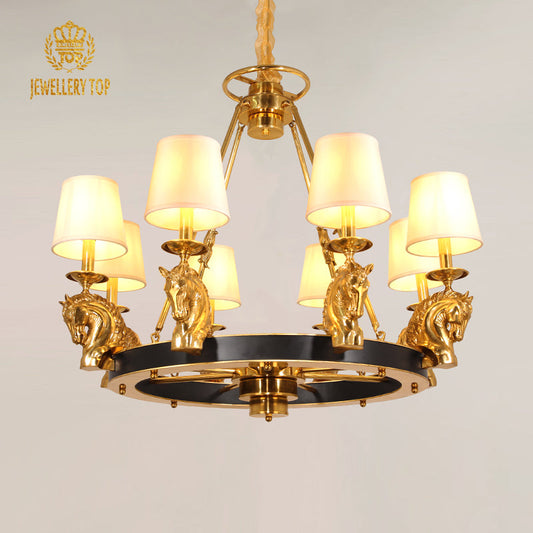 Equestrian Majesty Horse Wheel Chandelier 2.46'/2.95' - Jewellery Top Lighting