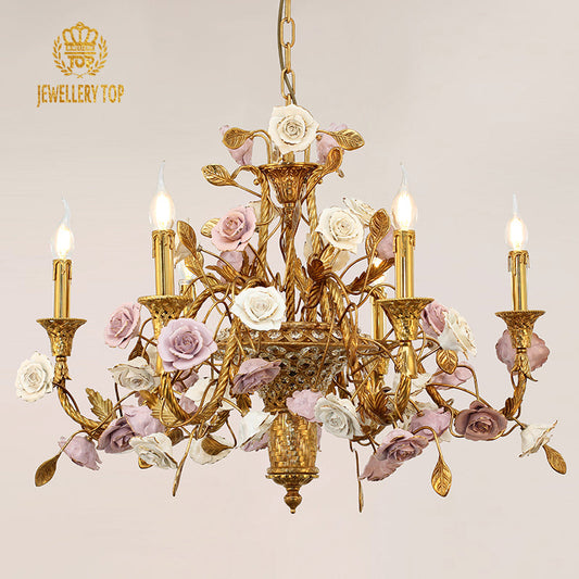 Front view of the Eternelle Fleur Rococo Chandelier