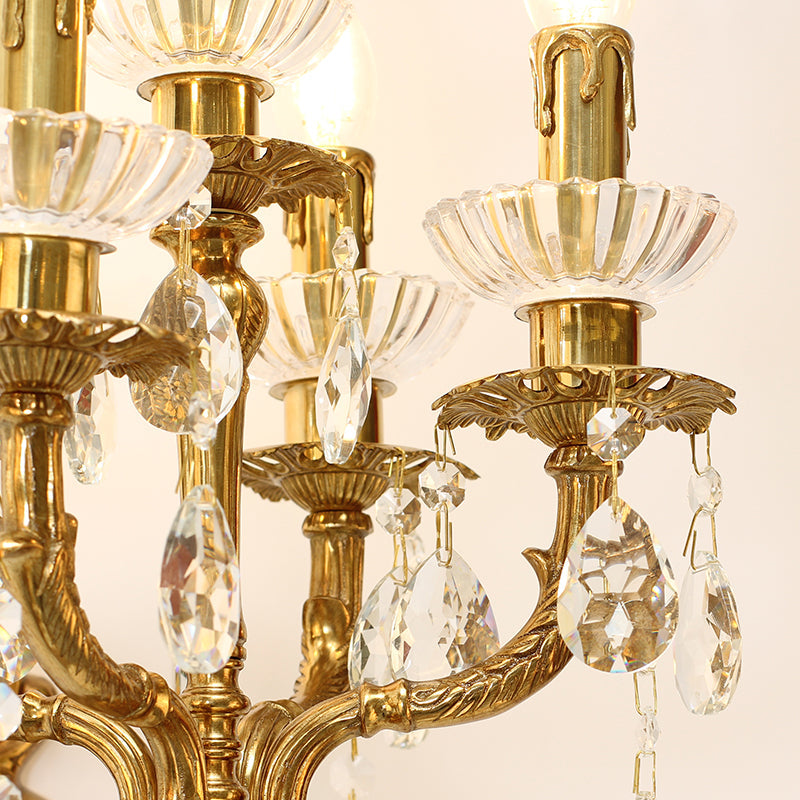 crystal decorative candle brass wall lamp