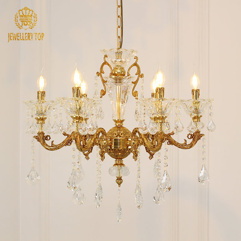 French Brass Chandelier - Jewellery Top Lighting