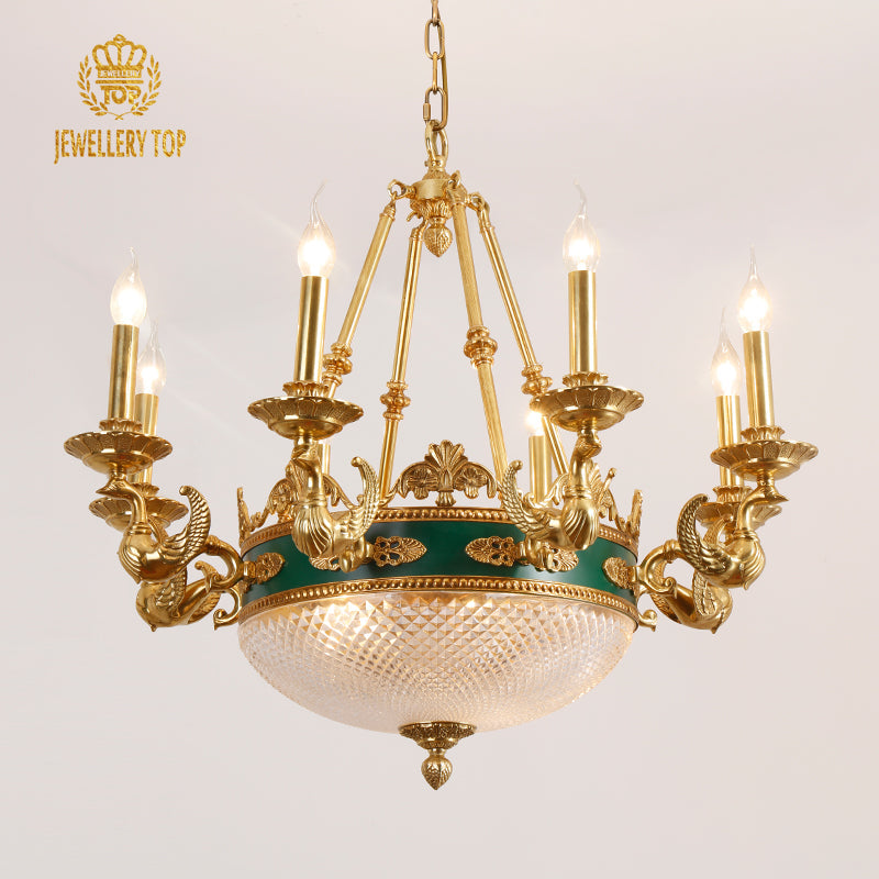 French Brass Chandelier - Jewellery Top Lighting