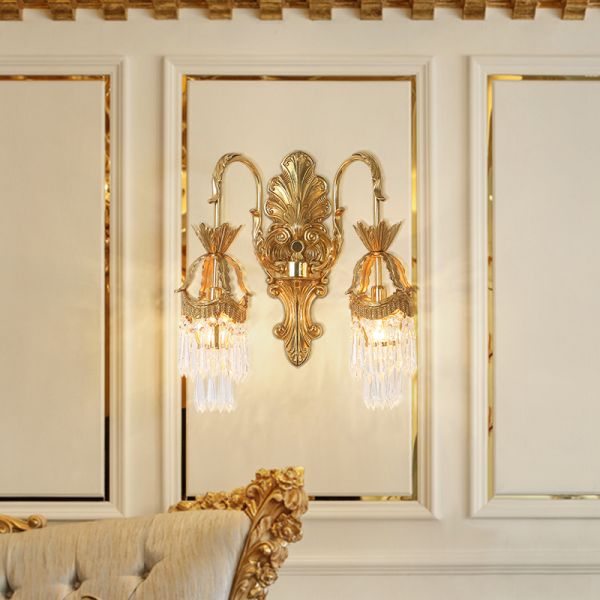 French Brass Wall Lamp - Jewellery Top Lighting