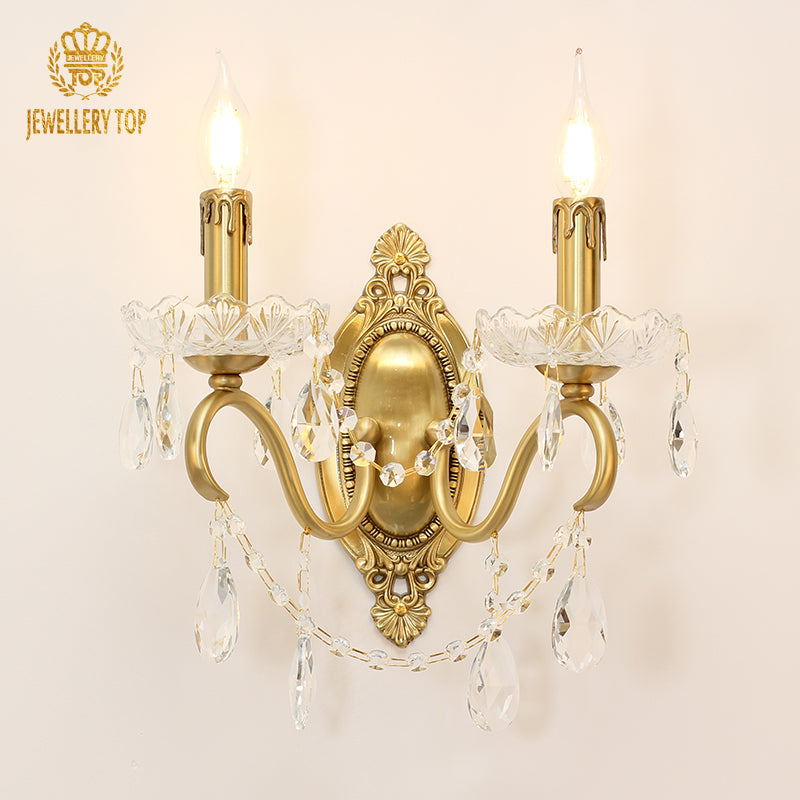 French Brass Wall Lamp - Jewellery Top Lighting