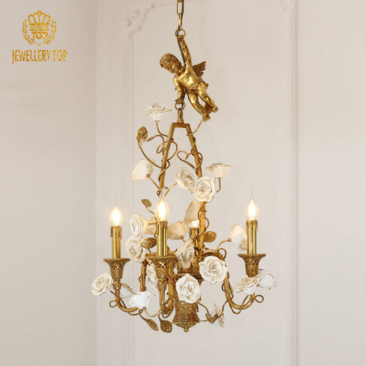 French Floral Chandelier - Jewellery Top Lighting