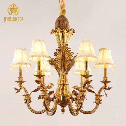 Front view of the Golden Pineapple vintage gold chandelier