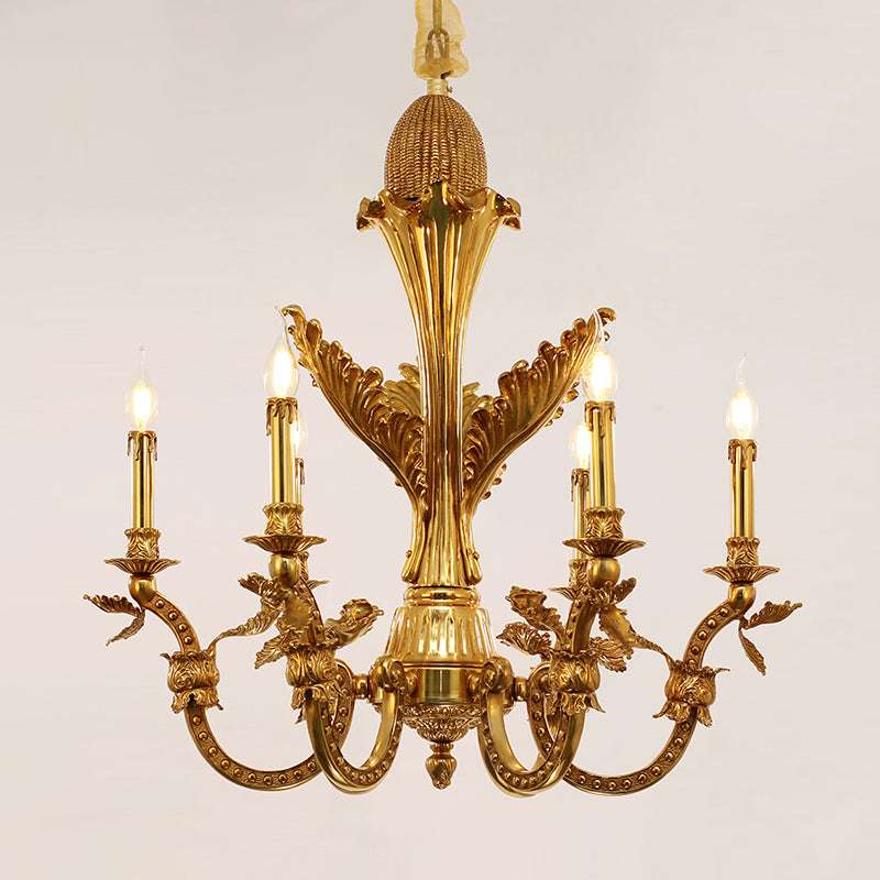 Pineapple-inspired silhouette on the antique lighting fixture