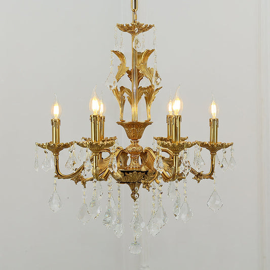 Neoclassical Brass Chandelier - Jewellery Top Lighting