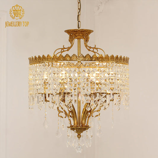 Front view of the Parisian Splendor French Crystal Pendant Lamp