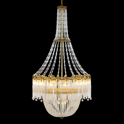 Rococo Elegance Brass and Glass Chandelier - Jewellery Top Lighting