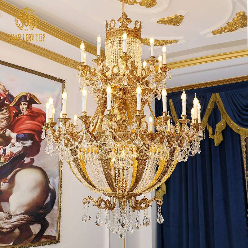 versailles-cascading-crystal-chandelier-gold-scrollwork-velvet-backdrop