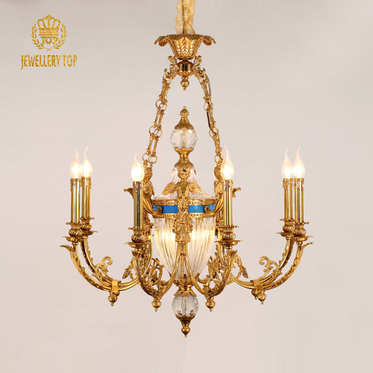 Versailles Grandeur Antique French Chandelier displaying ornate brass arms