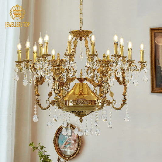 Front view of Vespera Imperial Vintage Brass Chandelier
